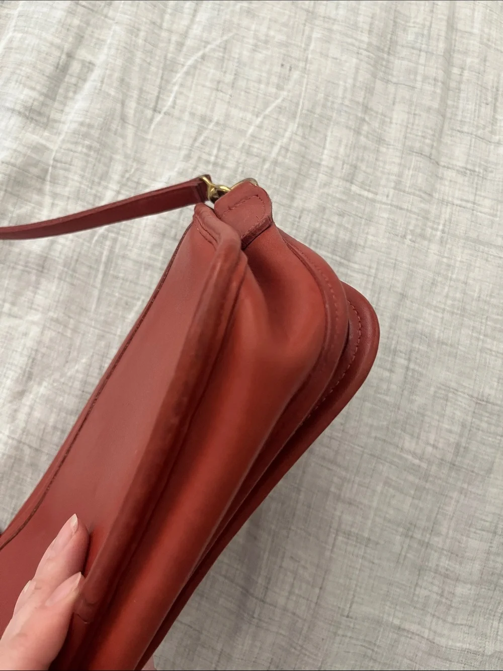 Vintage Coach 9755 Penny Pocket Purse in brick red glove tanned leather - Picture 6 of 15